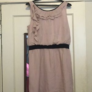 Pink and black ruffle LOFT dress